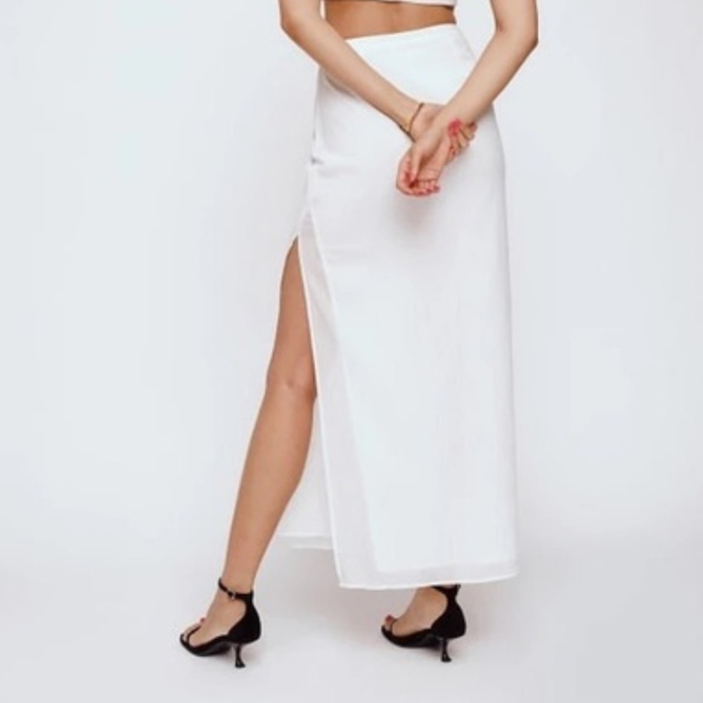REFORMATION WOMENS WHITE COTTON SAILS SKIRT WITH SLIT SIZE 10